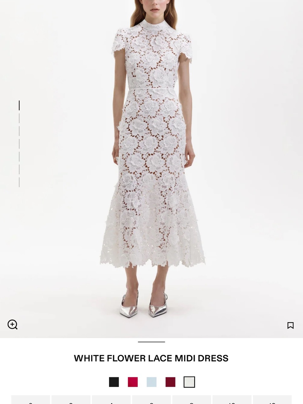 White Flower Lace Midi Dress
